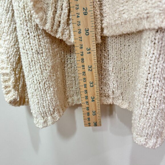 Free People Ivory Cream Chunky Knit Poncho Sweater Zipper XS Oversized Boho - Picture 5 of 10